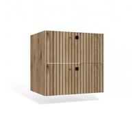 Meuble sous-lavabo suspendu CDF avec 2 tiroirs, meubles de salle de bain avec façades à lamelles et poignées - Rangement pour cosmétiques et serviettes - Design moderne Tigo 602S Chêne Evoke