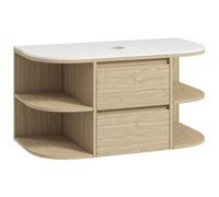 Meuble Sous Lavabo Suspendu, Meuble Sous Vasque, Meuble Salle De Bain Mural Avec Tiroirs À Fermeture Douce Et Étagères - Dim. 90l X 45p X 46h Cm, Marron Marron