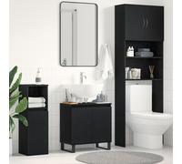 Meuble sous lavabo vidaXL Noir Chêne 58x33x60 cm Bois d'ingénierie