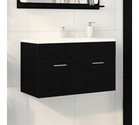 vidaXL Salle de bain lavabo armoire chêne noir bois composite