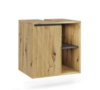 Vicco Meuble sous lavabo Viola, Artisan/Gris, 60x60cm avec des étagères Ouvertes, Convient pour Une Installation sous des lavabos Standards