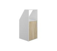 Vente-unique - Meuble sous Pente 1 Porte et 1 Niche - Blanc et Naturel - ADEZIO