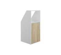 Meuble sous pente 1 porte et 1 niche - Blanc et naturel - ADEZIO