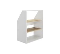 Meuble sous pente 2 étagères - Blanc et naturel - ADEZIO