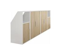 Meuble sous pente 6 portes et 2 niches - Blanc et naturel - ADEZIO