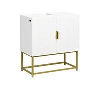 Meuble sous vasque - 2 portes - dim. 60L x 30l x 65H cm - acier doré MDF blanc Blanc G