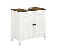 kleankin Meuble sous-vasque Placard 2 portes avec étagère Panneaux Blanc Aspect Noyer 60x30x60 cm