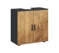 kleankin Meuble sous-vasque – 2 portes, étagère réglable – anthracite aspect bois