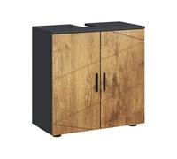Meuble sous-vasque - 2 portes, étagère - dim. 60L x 30l x 60H cm - anthracite aspect bois Marron G