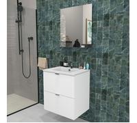Meuble sous-vasque 2 tiroirs MALAGA 60 cm + vasque / Blanc