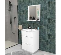 Meuble sous-vasque 3 tiroirs MARBELLA 60 cm + vasque / Blanc