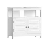 Meuble sous Vasque, avec 2 Portes Persiennes, Beaucoup d'Espace de Rangement, Style Moderne, 30 x 60 x 60 cm, Blanc
