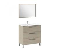Meuble Sous-Vasque avec 3 Tiroirs + 1 Miroir en chêne - 80 x 80 x 45 cm