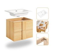 Meuble Sous Lavabo En Céramique Avec Deux Tiroirs Effet Bois Jaune