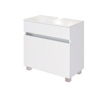 Meuble sous-vasque Brama blanc avec 1 tiroir, fabriqué en panneau de particules mélaminé et une façade en MDF mat.