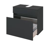 Meuble sous-vasque Brama gris graphite avec 1 tiroir, fabriqué en panneau de particules mélaminé et équipé d'une façade en MDF gr...