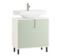 SoBuy Meuble sous-vasque BZR139-GR – 2 portes, étagère réglable – 60×30×60 cm Blanc/Vert