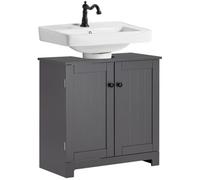 SoBuy Meuble sous-lavabo BZR18-II-DG 2 étages 2 portes Gris G