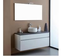 MEUBLE SOUS-VASQUE DE SALLE DE BAIN 120CM BLANC EN BOIS AVEC PLATEAU ANTHRACITE | SOLE