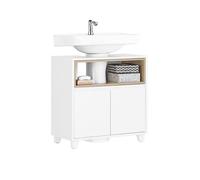 SoBuy Meuble sous-vasque de salle de bain BZR148-W avec 2 portes L60xP30xH61 cm Blanc