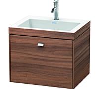 Meuble sous vasque Duravit Brioso c-bonded 60 x 48 cm, chromé / noyer naturel, trou pour robinet 2000