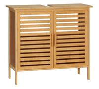 kleankin Meuble sous lavabo Salle de Bain en Bambou 2 Portes - 66 x 29 x 61,5 cm