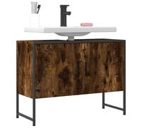 Meuble Sous-Vasque en Bois avec Structure Robuste, Design Compact et Grand Rangement, Meuble Salle De Bain Meubles Sous Lavabo Salle De Bains, pour Salle de Bains/Dressing, Chêne Fumé, 80x33x60cm