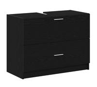 Meuble sous vasque en chêne noir - vidaXL - 78x37x59 cm - Bois d'ingénierie - 2 tiroirs - Finition mate