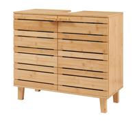 [en.casa] Meuble sous-Vasque avec 2 Portes d'Armoire Surface de Rangement Meuble sous Lavabo Design Scandinave pour Salle de Bain Toilettes Bambou 60 x 66 x 30 cm Naturel