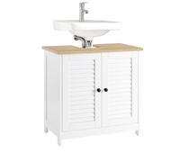 Meuble sous Vasque FRG237-WN SoBuy - avec 2 Étages - L60 x P35 x H59 cm - Blanc et Nature