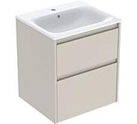 Geberit Ensemble lavabo Renova Plan 504.038.DB.1 – Meuble 2 tiroirs 55x62,1x48 cm, blanc/gris sable
