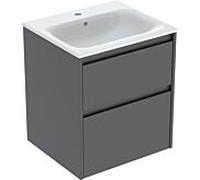 Geberit Lavabo Renova Plan – ensemble avec meuble sous lavabo bord étroit, 2 tiroirs, blanc