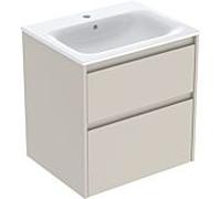 Geberit Ensemble lavabo Renova Plan 2 tiroirs 60x62,1x48 cm blanc KeraTect gris sable laqué satiné