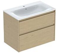 Geberit Meuble sous-vasque Renova Plan 504.040.PS.8 2 tiroirs 80x62,1x48cm blanc KeraTect/chêne