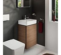 Meuble sous-vasque hansgrohe Xilesa E 54246550 430x330mm, pour lave-mains , charnière de porte à droite, chêne cachemire