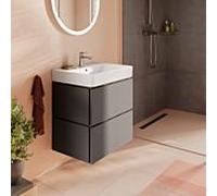hansgrohe Xilesa E Meuble sous-lavabo pour lavabos, 2 tiroirs PushOpen, 630x470x620mm, 54294760, Couleur: Gris ardoise mat