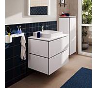 hansgrohe Xilesa E meuble sous-lavabo, 2 tiroirs PushOpen, pour plan de toilette découpe au centre, 780x550x620mm, 54300700, Couleur: Blanc mat