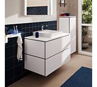 hansgrohe Xilesa E meuble sous-lavabo, 2 tiroirs, pour console découpe au centre, 980x550x620mm, 54301700, Couleur: Blanc mat