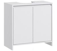 Meuble sous vasque - HOMCOM - 2 portes avec étagère réglable armoire de rangement pour lavabo 60l x 30P x 60H cm blanc