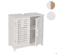 Meuble sous-vasque HWC-B41 Bambou MDF 60x60x30cm blanc