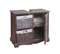Meuble Sous-Vasque Hwc-H20, Meuble Sous-Vasque De Salle De Bain 60x65x31cm Shabby Marron Multicolore