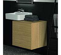 Meuble sous-vasque Ideal Standard Conca T4321Y6 sans découpe, 2 tiroirs, 60x50,5x55 cm, placage chêne clair