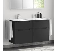 meuble sous-vasque ineo5 d'evineo l : 121 cm, 4 tiroirs, avec poignée encastrée, double vasque blanche,, BE0244WH+BE0362BM,