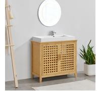 Meuble sous vasque Ingmarsö avec 2 portes en bambou 60 x 67 x 30 cm