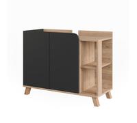 Vicco Meuble sous Vasque Karen, Sonoma/Anthracite, 80x65cm | avec 2 portes, pour un rangement peu encombrant sous l’évier