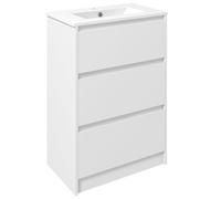 Meuble sous-vasque - KLEANKIN - 2 tiroirs - 61x37x88cm - Blanc laqué