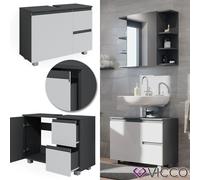 Vicco Meuble sous Vasque Simple J-Shape, Anthracite/Blanc, 80x60.8cm