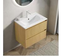 Meuble sous-vasque mural avec 2 tiroirs Golden Oak/White FloraGrace