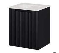 Meuble sous-vasque NEWPORT avec lavabo 50 x 57 x 39 cm noir rainuré blanc brillant