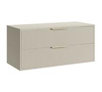 Meuble sous-vasque Rimini 100 cm - Cashmere - Meuble de salle de bain suspendu avec 2 tiroirs et poignées dorées